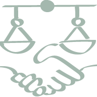 Pictogramme de balance au-dessus d'une poignée de mains