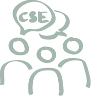 Pictogramme d'une équipe de CSE discutant